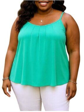 Lane Bryant Plus Size 22 Top Sleeveless Braided Adjustable Straps Teal Fully Lin